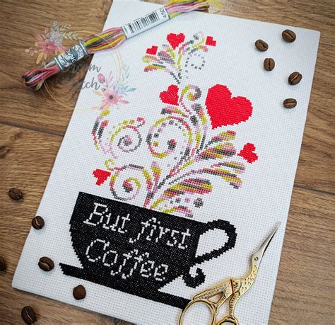 But First Coffee Cross Stitch Pattern Cup Of Coffee Decor Etsy