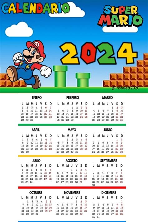 Calendario Mario Bros Calendario Para Ni Os Almanaques Para