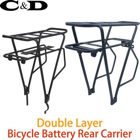 Black 26inch 28inch 700c Bike Luggage Rack Double Layer Bicycle Battery