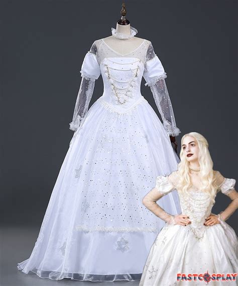 Alice In Wonderland White Queen Dress Cosplay Costume