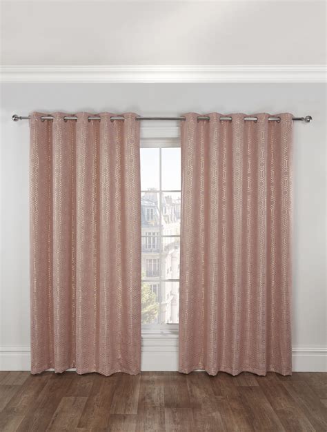 Element Collection Woven Thermal Blackout Eyelet Curtains In Blush Pink Homefords