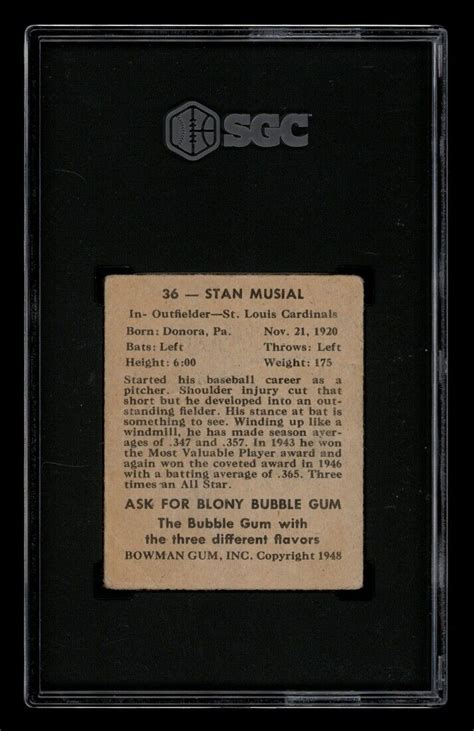 Bowman Set Break Stan Musial Sgc Pr Ebay