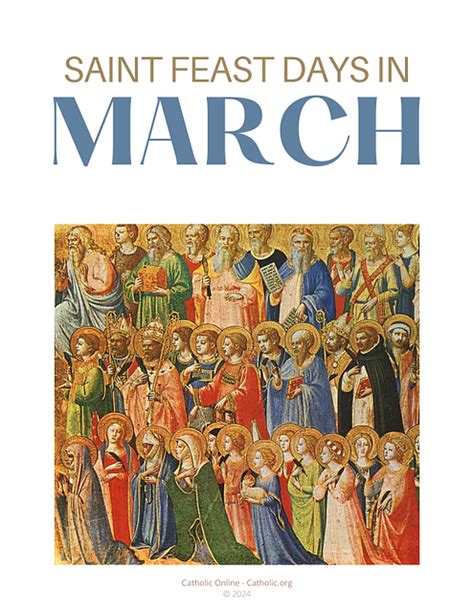 Saint Feast Days In March Free Pdf Catholic Online Learning Resources