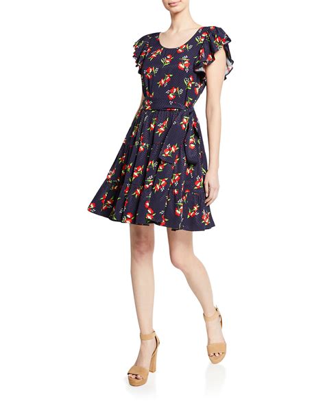 Jill Jill Stuart Midnight Floral Jacquard Flutter Sleeve Cocktail Dress