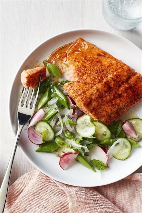 Best Roasted Blackened Salmon with Snap Pea Salad Recipe - How to Make ...