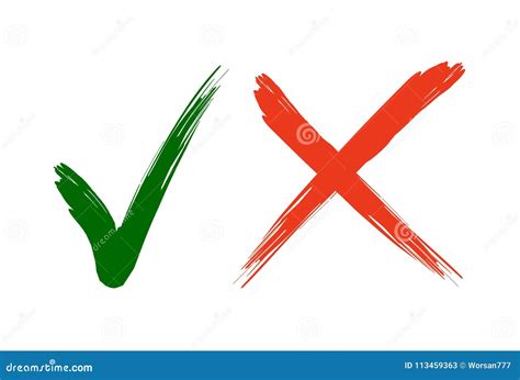 Check Mark Icons. Green Tick and Red Cross Checkmarks in Two Variants ...