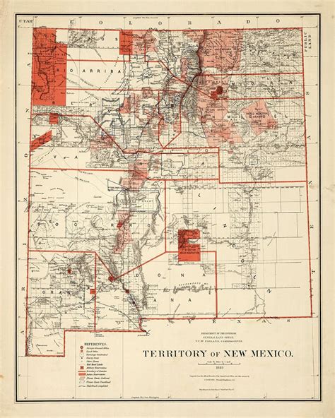 Map of Territory of New Mexico 1882. Vintage Home Deco Style - Etsy