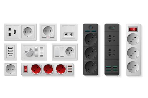 Power Strip Realistic Electric Socket With Usb Ports And Sw