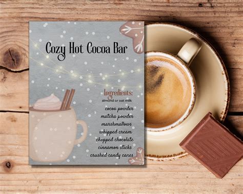 Hot Cocoa Bar Sign Editable Hot Chocolate Bar Sign Hot Etsy