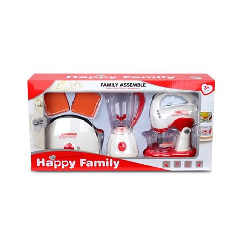 Детски домакински комплект Happy Family, Блендер, Тостер, Миксер, 3 ...