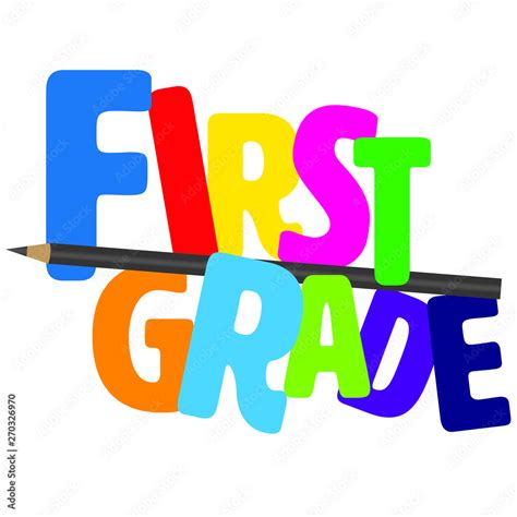 First Grade Logo With Pencil Stock Vector Adobe Stock