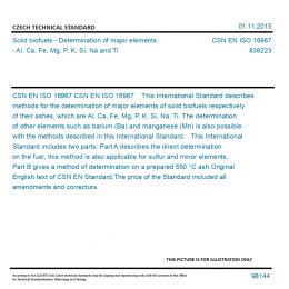 Csn En Iso Solid Biofuels Determination Of Major Elements