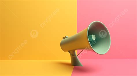 Side View Of Multicolored Megaphone In 3d Rendering On Yellow