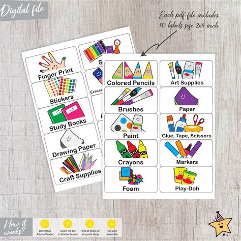 Arts & Crafts Organization Labels Kids Labels Printable | Etsy