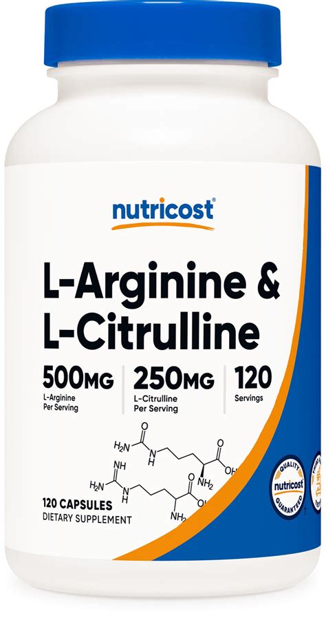 Nutricost L Arginine L Citrulline Complex 750mg 120 Capsules Non Gmo