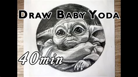 Drawing Baby Yoda - in 40 min (Real time version) - Pencil Sketch Drawing