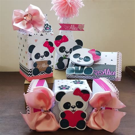 Kit Panda Rosa Luxo 40 Itens Elo7 Produtos Especiais