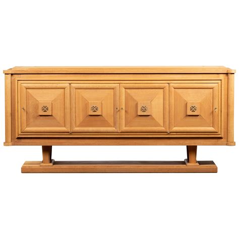 Art Deco Sideboard In Solid Oak In The Style Of Charles Dudouyt Circa