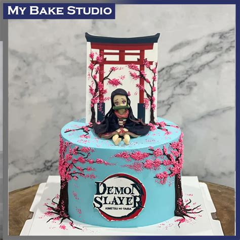 Nezuko Demon Slayer Cherry Blossom Cake Mybakestudio