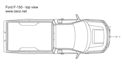 Autocad Drawing F150 Ford Pick Up Regular Cab Top View Dwg