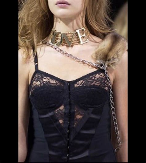 S S 2003 Dolce And Gabbana Sex And Love Runway Sheer Bustier Black