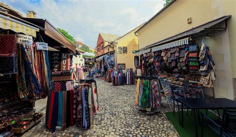 Old City In City Center Of Mostar With The Colorful Traditional