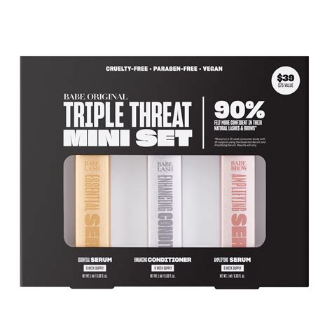 Babe Original Triple Threat Mini Set With Lash Serum Lash Conditioner And Brow Serum Week