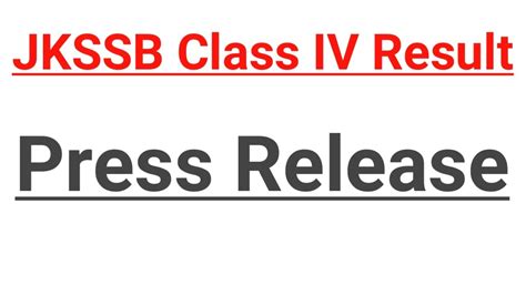 Jkssb Official Notification Out ~ Jkssb Class Iv Result Press Release