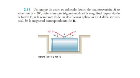 2 11 Un tanque de acero es colocado dentro de una excavación Si se