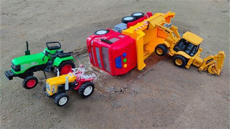 Hmt Dumper Stuck In Deep Mud Pulling Out Jcb Cx And Swaraj Tractor L