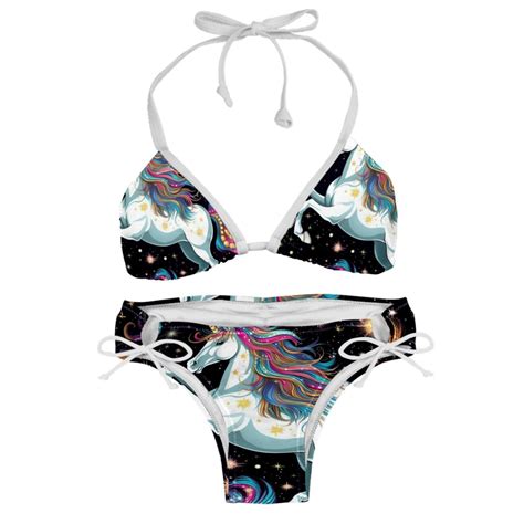 Starry Unicorn Detachable Sponge Adjustable Strap Bikini Set Two Pack Ideal For Beach Pool
