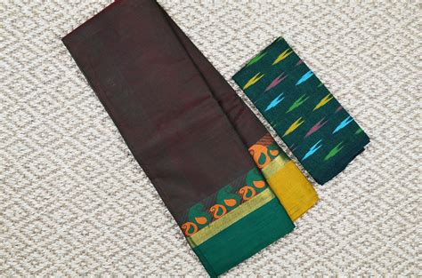 Tvis And Bliss Brown With Green And Mustard Yellow Mango Motifs And