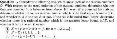 Solved Question 1 Consider The Following Sets Which Are