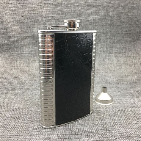 Alalinong 9 Ounce Hip Flask Stainless Steel Pu Leather Covered Flask