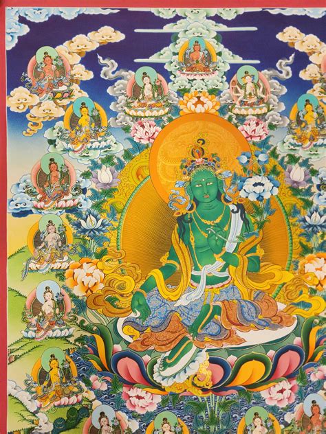 21 Tara Thangka Buddhist Traditional Painting Real Gold Tibetan