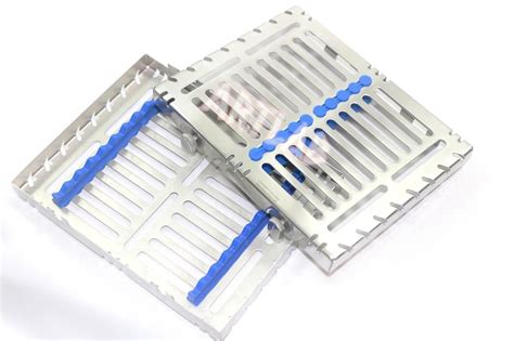 German Dental Autoclave Sterilization Cassettes Rack Box With Locks For 10 Instruments Blue For