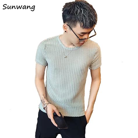 Lace T Shirt Sexy Mesh Top Tee Transparent Shirts Bodybuilding Short Sleeve Gay Men New Singlets