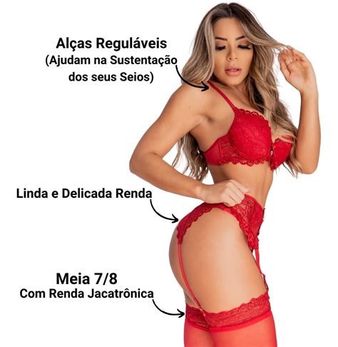 Lingerie Sensual Completo Meia Meia De Brinde Parcelamento Sem Juros