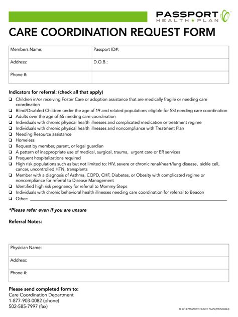 Fillable Online Care Coordination ReQuest Form Care Coordination