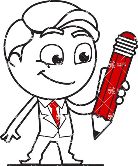 Outline Man In Suit Cartoon Vector Character Aka Ben The Banker Pencil Graphicmama