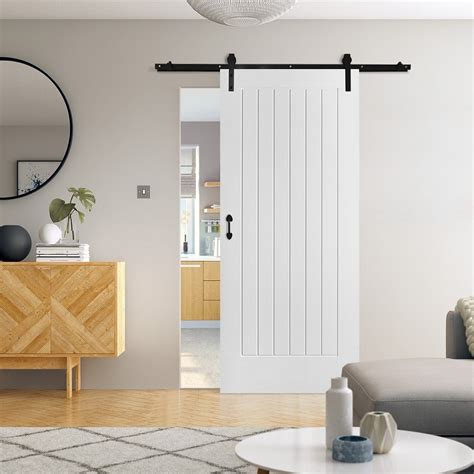 White Internal Primed Barn Flb Industrial Track Sliding Door Bltrack