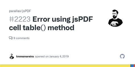 Error Using Jspdf Cell Table Method · Issue 2223 · Parallax Jspdf