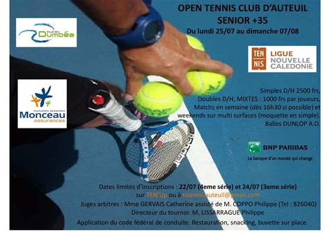 Open Senior Affiche Ligue Caledonienne De Tennis