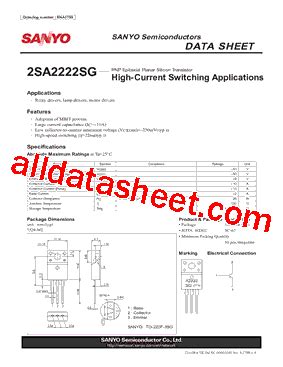 2SA2222SG Datasheet(PDF) - Sanyo Semicon Device