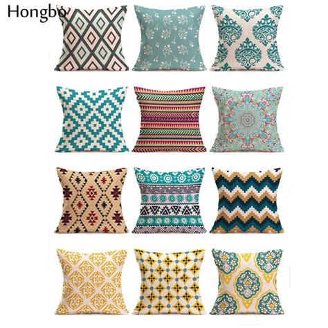 Hongbo Pillow Case Colorful Geometry Pattern Pillowcase Cotton Linen