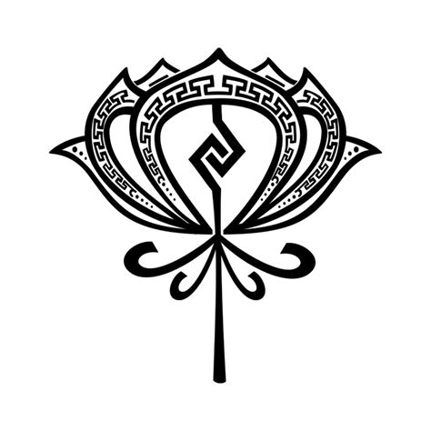 Aztec Lotus (Perfection, union) lotus flower original tribal tattoo design