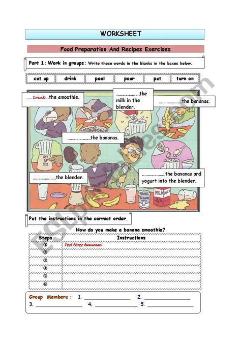 Food Preparation Esl Worksheet By Naphathee