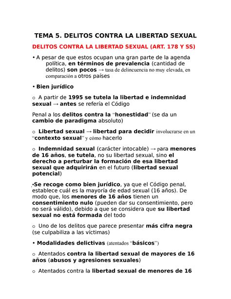 Tema 5 Delitos Contra La Libertad Sexual Tema 5 Delitos Contra La Libertad Sexual Delitos