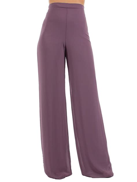 Pantaloni Eleganti Donna Vita Alta Palazzo Elegante Larghi