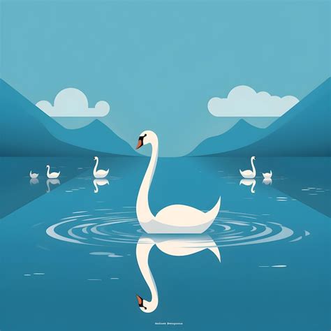 Premium Photo | Swan on lake illustration